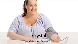  Presentation with blood pressure - Amazing slides having overweight woman measuring her blood backdrop and a lemonade colored foreground