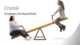  Presentation with seesaw - Slides having overweight-woman-playing background and a white colored foreground