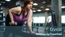  Presentation with gym - Cool new presentation theme with overweight-woman-with-dumbbells backdrop and a ocean colored foreground