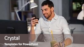  Presentation with green office - Slide deck with overwork deadline and people concept background and a  colored foreground