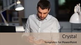  Presentation with concept - Beautiful presentation design featuring overworked - business overwork and deadline concept backdrop and a coral colored foreground