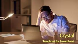  Presentation with technology - PPT theme having overworked - business overwork people deadline background and a tawny brown colored foreground