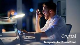  Presentation with angry people - Audience pleasing PPT theme consisting of overworked - business overwork people deadline backdrop and a ocean colored foreground