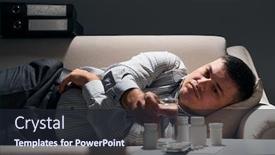  Presentation with overworked - PPT layouts enhanced with overworked-businessman-is-lying background and a wine colored foreground