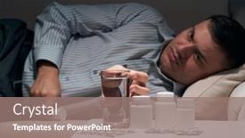  Presentation with water glass - PPT layouts with overworked-businessman-is-lying background and a coral colored foreground