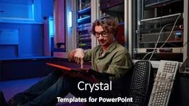  Presentation with overworked - PPT theme featuring overworked-data-center-engineer-using background and a  colored foreground