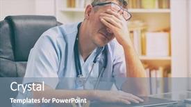  Presentation with overworked - Cool new PPT theme with overworked doctor sitting in his backdrop and a seafoam green colored foreground