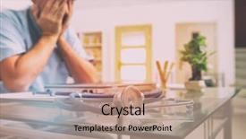  Presentation with overworked - PPT layouts consisting of overworked doctor sitting in his background and a coral colored foreground