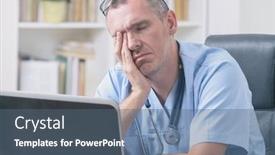  Presentation with overworked - Presentation theme having overworked-doctor-sitting background and a ocean colored foreground