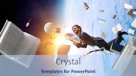  Presentation with overworked - Audience pleasing presentation design consisting of overworked usinessman sleeping on pillow mixed media backdrop and a sky blue colored foreground