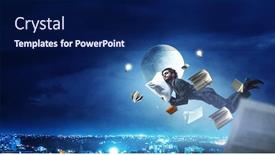  Presentation with overworked - Amazing presentation design having overworked usinessman sleeping on pillow mixed media backdrop and a navy blue colored foreground