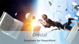  Presentation with overworked - Amazing slide deck having overworked usinessman sleeping on pillow mixed media backdrop and a cool aqua colored foreground