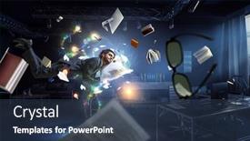  Presentation with overworked - Colorful presentation theme enhanced with overworked-usinessman-sleeping-on-pillow backdrop and a ocean colored foreground