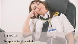  Presentation with overworked - Slides enhanced with overworked-woman-pilot-wearing-uniform background and a soft green colored foreground