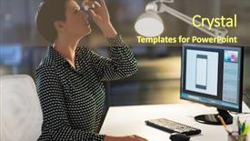  Presentation with dry eye - Presentation enhanced with overworking - business vision and overwork concept background and a violet colored foreground