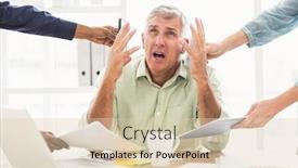  Presentation with office - Presentation design featuring overwrought-businessman-claiming-for-help background and a lemonade colored foreground