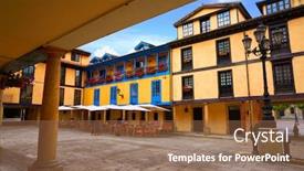  Presentation with square - Colorful PPT theme enhanced with oviedo fontan square in asturias of spain backdrop and a tawny brown colored foreground