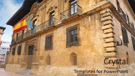  Presentation with justice - Slide set with oviedo justice court in asturias background and a coral colored foreground