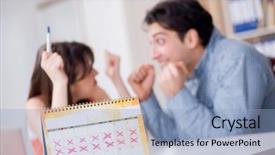  Presentation with family planning - Theme enhanced with ovule - young family in pregnancy planning background and a light blue colored foreground