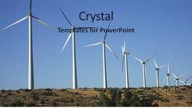  Presentation with offshore wind turbine - Audience pleasing PPT theme consisting of ow - row of wind turbines backdrop and a  colored foreground