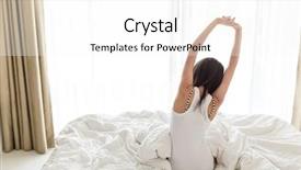  Presentation with hand sanitizer kids - Presentation theme featuring ow - woman stretching hand at morning background and a white colored foreground