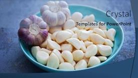  Presentation with healthy lifestyle - PPT layouts consisting of owl-with-garlic-cloves background and a light blue colored foreground