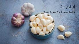  Presentation with healthy lifestyle - Theme with owl-with-garlic-cloves background and a light blue colored foreground