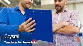  Presentation with mechanic car service repair maintenance - Slide set with owner at car shop background and a ocean colored foreground