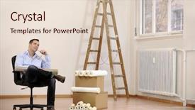  Presentation with elephant in the room - Presentation design with owner in empty office background and a lemonade colored foreground