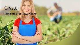  Presentation with field - Cool new PPT layouts with owner of agribusiness in cultivated backdrop and a coral colored foreground