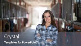  Presentation with camera - Theme having owner-of-the-stable-standing background and a ocean colored foreground