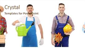  Presentation with businesses - Presentation theme enhanced with owners of different small business background and a cream colored foreground