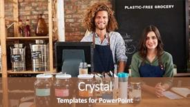  Presentation with grocery store - Slides featuring owners of sustainable plastic free background and a red colored foreground