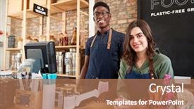  Presentation with plastic recycling - Theme having owners of sustainable plastic free background and a coral colored foreground