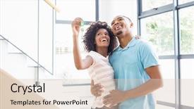  Presentation with ownership - Slide deck featuring ownership - happy couple embracing and showing background and a lemonade colored foreground