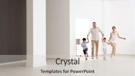  Presentation with ownership - Slide set featuring ownership - happy family in new empty background and a light gray colored foreground