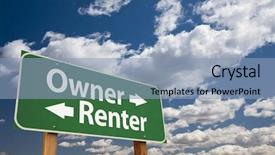  Presentation with ownership - Cool new PPT theme with ownership - owner renter green road sign backdrop and a light blue colored foreground
