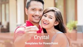  Presentation with work happy hour - Presentation design with ownership - portrait of young happy couple background and a coral colored foreground