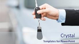  Presentation with ownership - Audience pleasing slide set consisting of ownership concept - man with car backdrop and a sky blue colored foreground