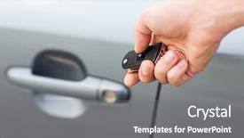  Presentation with car key - Slide deck having ownership concept - man with car background and a gray colored foreground