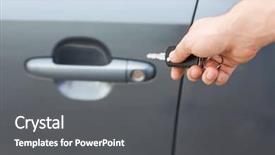  Presentation with car key - Slide deck featuring ownership concept - man with car background and a  colored foreground