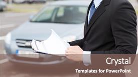  Presentation with ownership - Beautiful slide set featuring ownership concept - man with car backdrop and a violet colored foreground