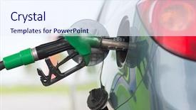  Presentation with fuel station - Presentation theme consisting of ownership concept - pumping gasoline fuel background and a sky blue colored foreground