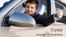  Presentation with driving - Presentation theme featuring owning renting - young man driving his new background and a lemonade colored foreground