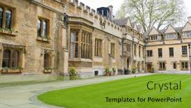  Presentation with university buildings - Slide set featuring oxford-uk-may-3-old background and a gold colored foreground
