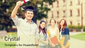  Presentation with teenage - PPT theme enhanced with oxford university - education campus and teenage concept background and a soft green colored foreground