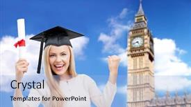  Presentation with school graduation - Theme featuring oxford university - education school knowledge graduation background and a light blue colored foreground