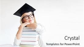  Presentation with stack books - PPT theme enhanced with oxford university - picture of happy student background and a white colored foreground