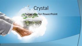  Presentation with hands holding a tree - Cool new slide deck with clean development mechanisim - female hands holding green life backdrop and a light blue colored foreground