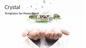  Presentation with green life - Colorful slide deck enhanced with male hands holding green life concept in palm backdrop and a white colored foreground